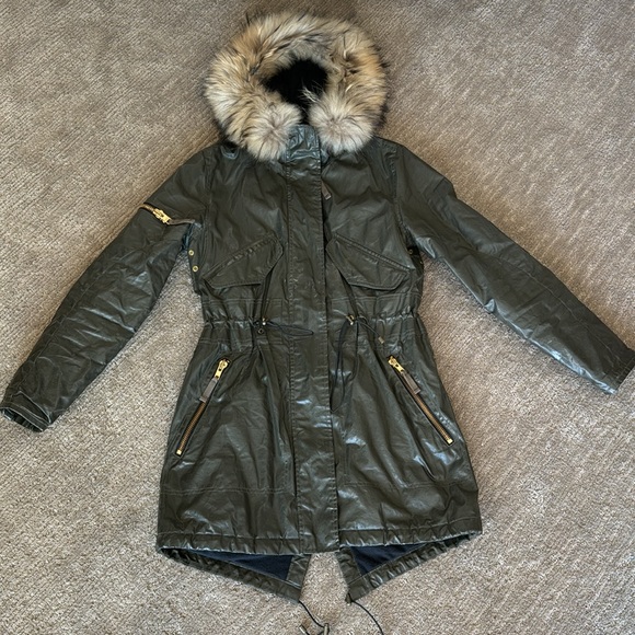 SAM. Waxed Hudson Parka in Drab Green - Picture 4 of 16